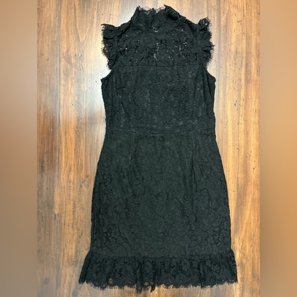 Storia Lace I’ll Shine For You Dress Size Medium Black Mini Sleeveless Flutter - Picture 3 of 15